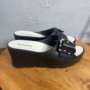 Baretraps Sandals Womens 8 Slide Wedge Black Buckle Comfort Casual Walking